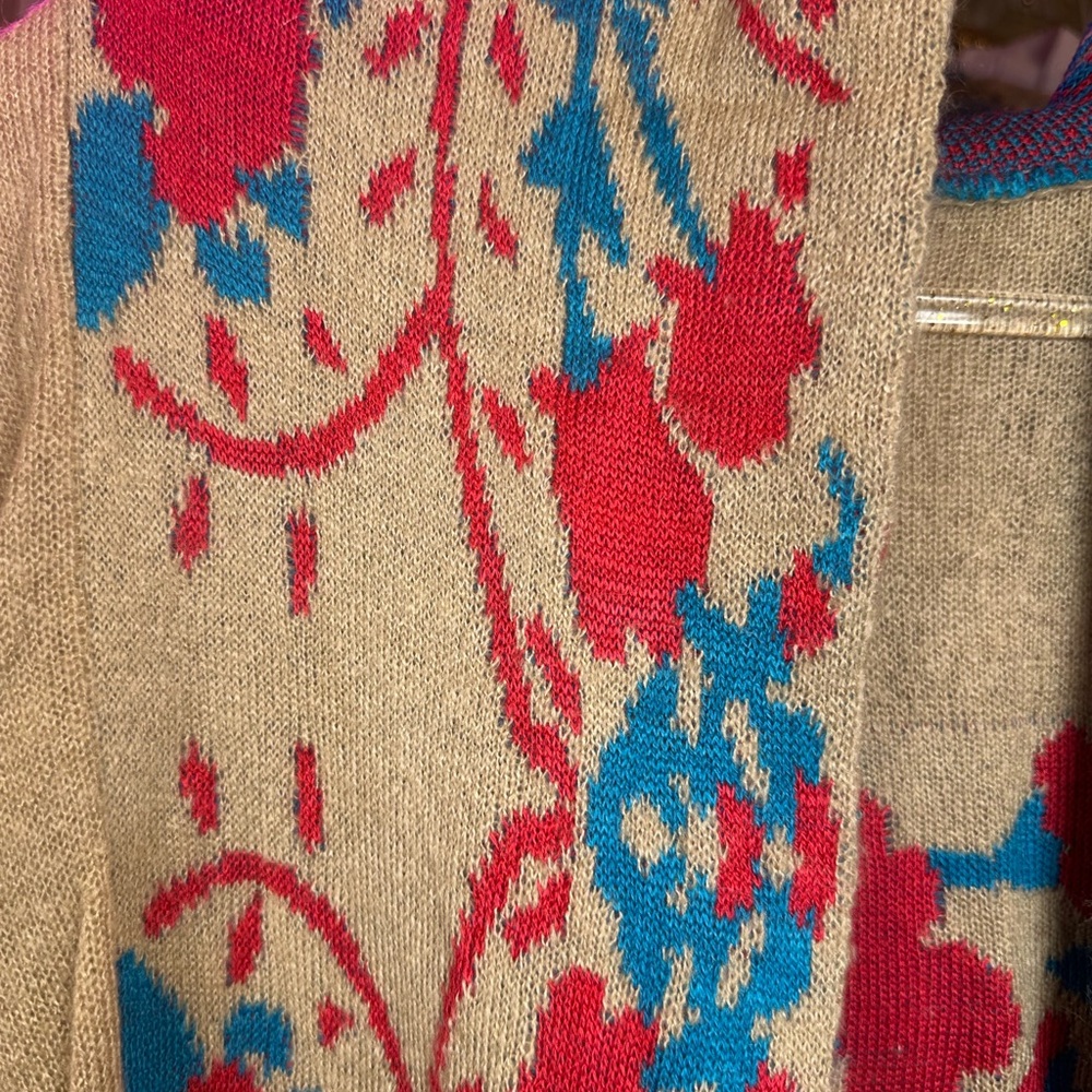 Aratta Beige and Multicolor Patterned Cardigan wi… - image 4